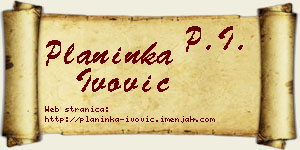 Planinka Ivović vizit kartica